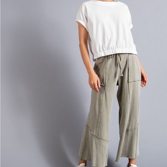 Pants - Mineral washed palazzo pants